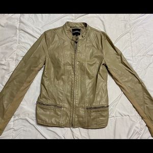 Express tan faux leather jacket size M